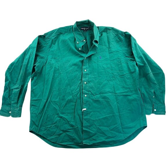 Ralph Lauren Mens Blaire Shirt XXL Green Long Sleeve Button Down Classic Cotton - Picture 1 of 11